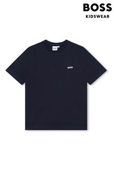BOSS Navy Blue Short Sleeved Small Logo T-Shirt (Q78905) | SGD 100 - SGD 112