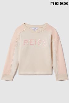 Reiss Pink Ivy Teen Cotton Blend Sequin Sweatshirt (Q79051) | €55