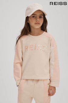 Reiss Pink Ivy Junior Cotton Blend Sequin Sweatshirt (Q79096) | $48