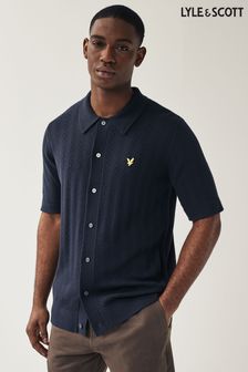 Темно-синяя фактурная рубашка поло Lyle & Scott (Q79117) | €110