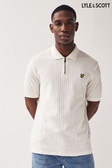 Бежевый/белый - Фактурная рубашка поло с воротником на молнии Lyle & Scott (Q79123) | €82