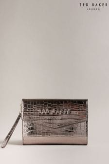 Ted Baker Grey Crocey Imitation Croc Effect Envelope Pouch (Q79217) | €57