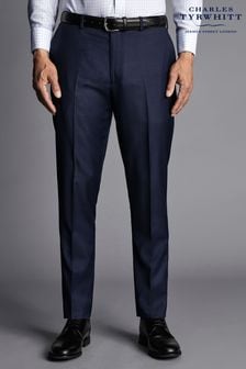 Modra - Charles Tyrwhitt ozke raztegljive hlače obleke iz kepra naravne barve (Q79342) | €114