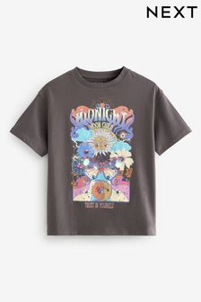 Charcoal Grey Oversized Embellished Graphic T-Shirt (3-16yrs) (Q79345) | €14 - €21