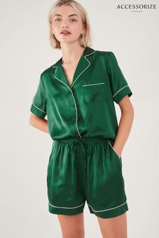 Accessorize Green Satin Short Pyjama Set (Q79393) | LEI 209