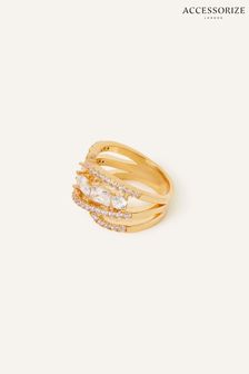 Accessorize Gold Tone Sparkle Stone Ring (Q79422) | €12.50