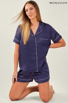 Monsoon Blue Satin Short Pyjama Set (Q79433) | HK$360