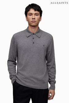 AllSaints Grey Kilburn Polo Shirt (Q79517) | SGD 175