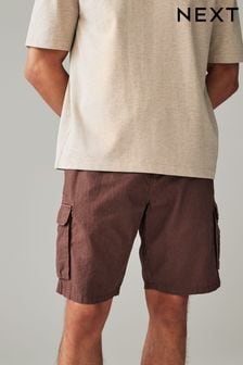 Rust Brown Cotton Linen Cargo Shorts (Q79542) | €34