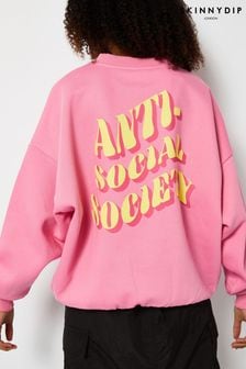 Skinnydip Übergroßes Antisocial Society Sweatshirt in Rosa​​​​​​​ (Q79560) | 55 €