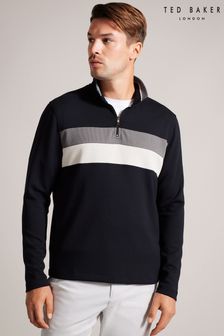 Ted Baker Black Regular Fit Half Zip Sweat Top (Q79572) | ₪ 442