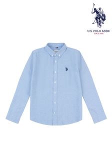 U.S. Polo Assn. Boys Blue Peached Oxford Shirt (Q79574) | kr519 - kr623