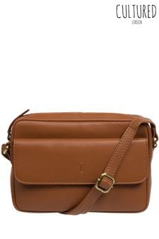 Коричневый - Кожаная сумка с длинным ремешком Cultured London Jodie (Q79813) | €65