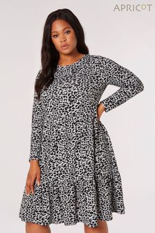 Apricot Grey Leopard Soft Touch Tiered Dress (Q79854) | MYR 180