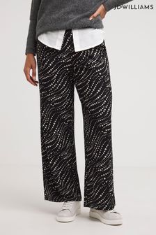 JD Williams Black Printed Jersey Wide Leg Trousers 2 Pack (Q79894) | LEI 203