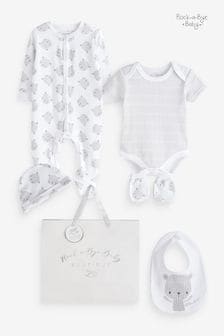 Rock-A-Bye Baby Boutique Bear Print Cotton Gift White 5 Piece Set (Q79900) | €32