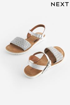 Silver Leather Woven Sandals (Q80019) | HK$192 - HK$253