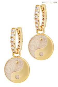 Celeste Starre Gold Tone Yin And Yang Sparkle Earrings