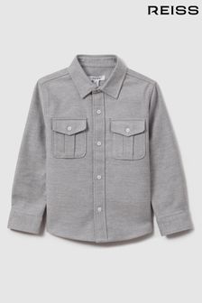Reiss Soft Grey Thomas Brushed Cotton Patch Pocket Overshirt (Q80254) | 368 QAR