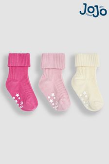 JoJo Maman Bébé Pink 3-Pack Ribbed Socks (Q80305) | €15