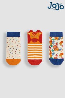 JoJo Maman Bébé Rust Orange Giraffe 3-Pack Safari Socks (Q80306) | NT$440