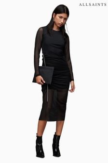 AllSaints Black Sparkle Nora Dress (Q80312) | $204