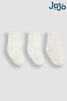 Creme - Jojo Maman Bébé Socken mit Herzmuster, 3er-Pack (Q80322) | 15 €