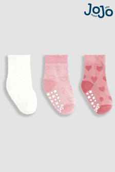 Rosa - Jojo Maman Bébé Socken mit Herzmuster, 3er-Pack (Q80326) | 15 €