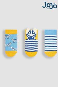 Gelb, Zebra - Jojo Maman Bébé Socken mit Safarimotiv, 3er-Pack (Q80350) | 15 €