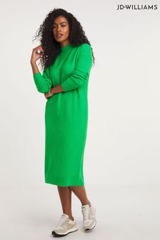 JD Williams Green Ribbed Midaxi Dress (Q80352) | LEI 179
