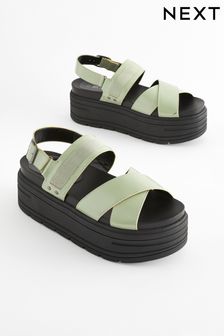 Sage Green Regular/Wide Fit Chunky Wedge Sandals (Q80411) | $45