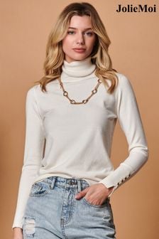 Jolie Moi Cream Turtleneck Fine Knit Fitted Jumper (Q80473) | €48