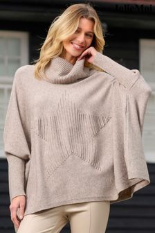 Jolie Moi Natural Star Front Roll Neck Knit Jumper (Q80487) | AED377