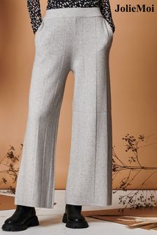 Jolie Moi Grey Vertical Line Knit Flared Trousers (Q80495) | 155 zł