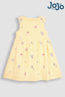 JoJo Maman Bébé Yellow Butterfly Gingham Embroidered Summer Dress (Q80667) | €40