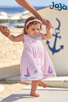 JoJo Maman Bébé Pink Boat Appliqué Sailor Baby Dress (Q80679) | $37