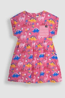JoJo Maman Bébé Pink Floral Dinosaur Drop Shoulder Jersey Dress (Q80680) | SGD 39