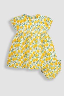 JoJo Maman Bébé White Lemon Bloom Smocked Dress (Q80681) | €49