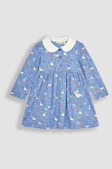 JoJo Maman Bébé Lilac Bunny & Duck Floral Peter Pan Pet In Pocket Jersey Dress (Q80698) | €26