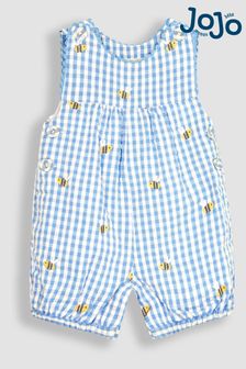 藍色蜜蜂 - Jojo Maman Bébé刺繡格子棉布吊帶褲 (Q80706) | HK$257