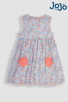 JoJo Maman Bébé Blue Seaside Ditsy Floral Novelty Pocket Dress (Q80712) | $57