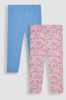 JoJo Maman Bébé Pink Strawberry Garden Floral & Blue 2-Pack Leggings (Q80731) | 140 SAR