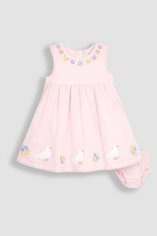 JoJo Maman Bébé Pink Duck Embroidered Baby Dress (Q80732) | $46