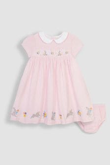 JoJo Maman Bébé Pink Bunny Embroidered Smocked Dress (Q80735) | KRW63,000