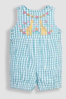 鸭蛋蓝色长颈鹿 - Jojo Maman Bébé格子图案吊带裤刺绣 (Q80778) | NT$1,120