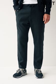 Black Linen Viscose Drawstring Trousers (Q80785) | €24