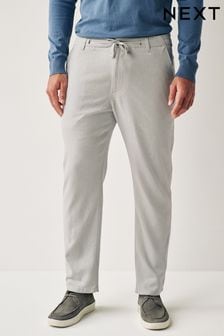 Light Grey Linen Blend Drawstring Trousers (Q80821) | €30