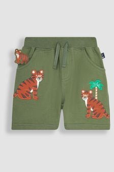 JoJo Maman Bébé Khaki Green Tiger Appliqué Pet in Pocket Shorts (Q80855) | EGP1,122