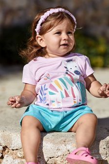 JoJo Maman Bébé Rose Pink Zebra Appliqué T-Shirt (Q80871) | CA$46