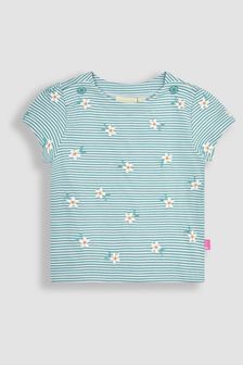 鴨蛋藍色雛菊 - Jojo Maman Bébé 刺繡 T 恤 (Q80872) | NT$790